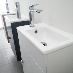Cuisibane Meuble lave-mains SAFIA avec vasque et miroir - Blanc