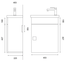 Cuisibane Meuble lave-mains SAFIA avec vasque et miroir - Blanc