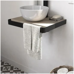Mob-In Meuble lave-mains SOHO plan fin et porte serviette face vasque blanche* Lave-Mains