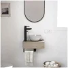 Mob-In Meuble lave-mains SOHO plan épais vasque blanche + robinet + miroir* Meuble De Salle De Bains Faible Profondeur