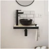 Mob-In Meuble lave-mains SOHO plan fin p-serviette côté vasque noire + robinet