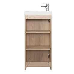 Mob-In Meuble lave-mains sur pieds JOHANN décor chêne + vasque + robinet + miroir