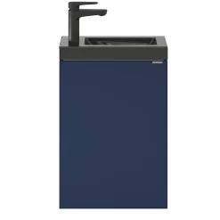 GoodHome Meuble lave-mains suspendu bleu nuit mat l.44 cm Imandra + plan vasque noir céramique Nira,