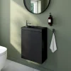 GoodHome Meuble lave-mains suspendu noir mat l.44 cm Imandra + plan vasque noir résine Beni,* Lave-Mains