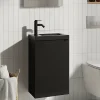 GoodHome Meuble lave-mains suspendu noir mat l.44 cm Imandra + plan vasque noir céramique Nira,* Lave-Mains