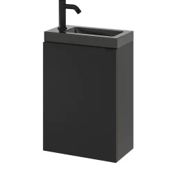 GoodHome Meuble lave-mains suspendu noir mat l.44 cm Imandra + plan vasque noir céramique Nira,* Lave-Mains