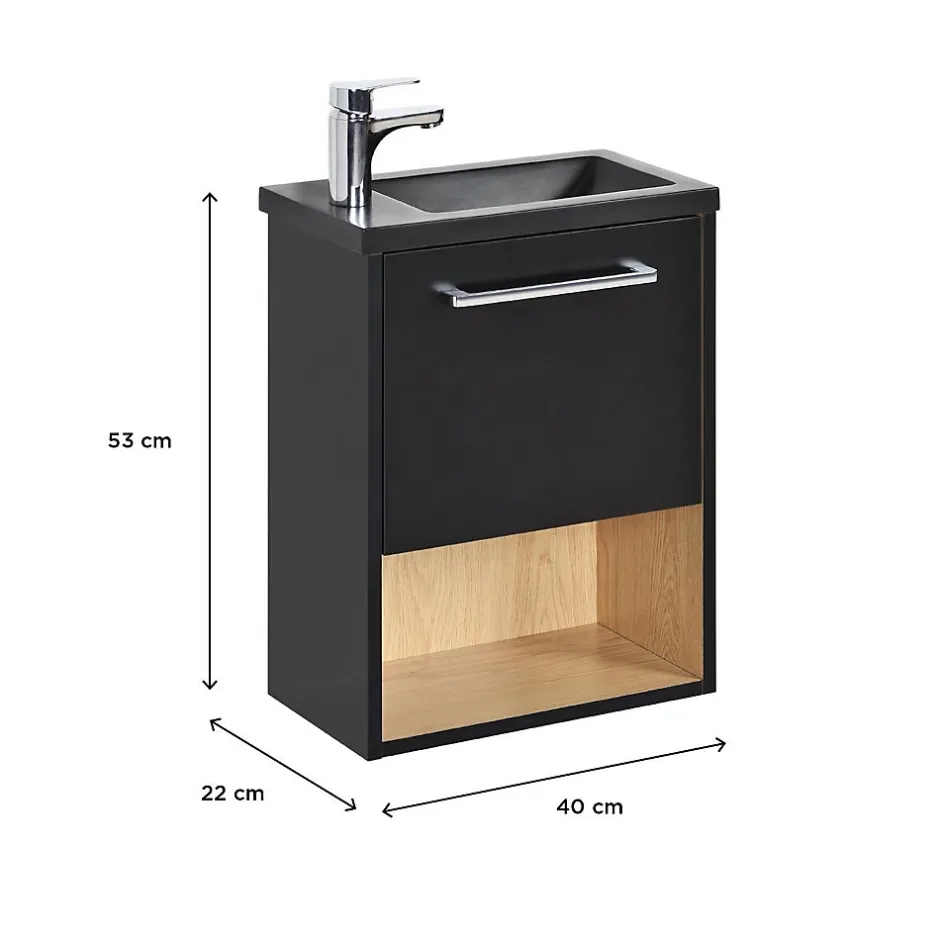 Mob-In Meuble lave-mains suspendu avec niche et vasque résine 53x40cm* Lave-Mains