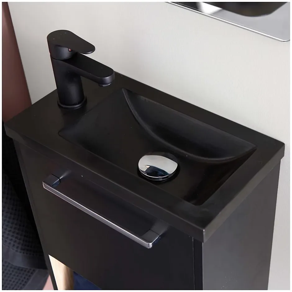 Mob-In Meuble lave-mains suspendu avec niche et vasque résine 53x40cm* Lave-Mains