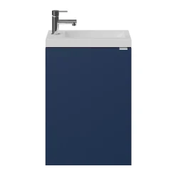 GoodHome Meuble lave-mains suspendu bleu nuit mat l.44 cm Imandra + plan vasque blanc résine Beni,