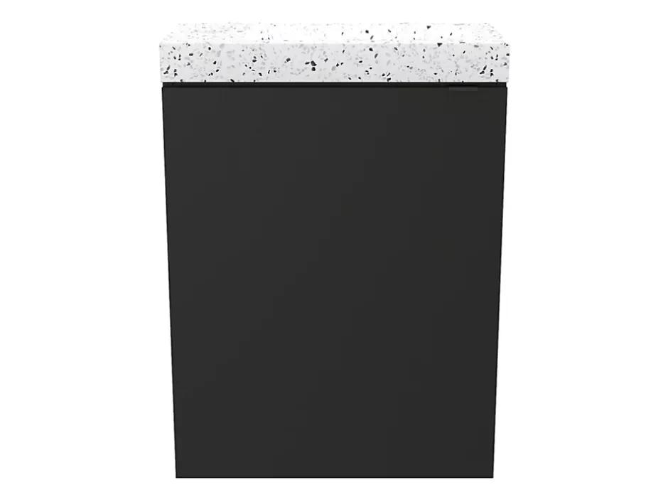 Homesight Meuble lave-mains suspendu noir mat l.44 cm Imandra + plan vasque terrazzo, GoodHome* Lave-Mains