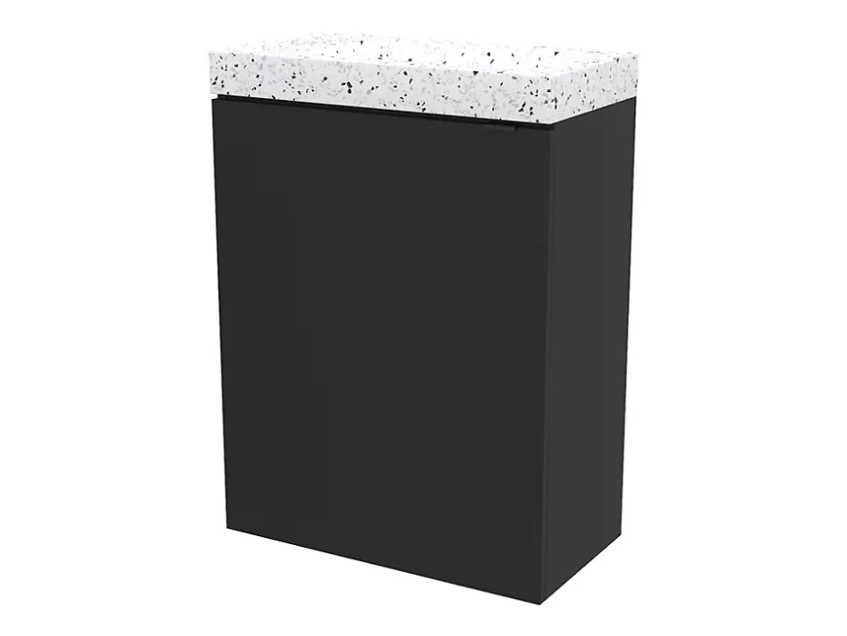 Homesight Meuble lave-mains suspendu noir mat l.44 cm Imandra + plan vasque terrazzo, GoodHome* Lave-Mains
