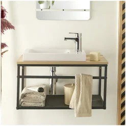 Mob-In Meuble lave-mains WILO grande largeur avec vasque résine 60cm* Lave-Mains