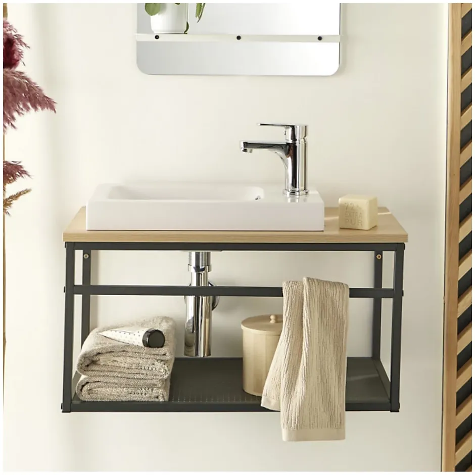 Mob-In Meuble lave-mains WILO grande largeur avec vasque résine 60cm* Lave-Mains