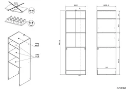 Parisot Meuble machine à laver Londy l.64,2 x H. 203,2 x P. 64,2 cm* Rangement Buanderie|Meuble Buanderie