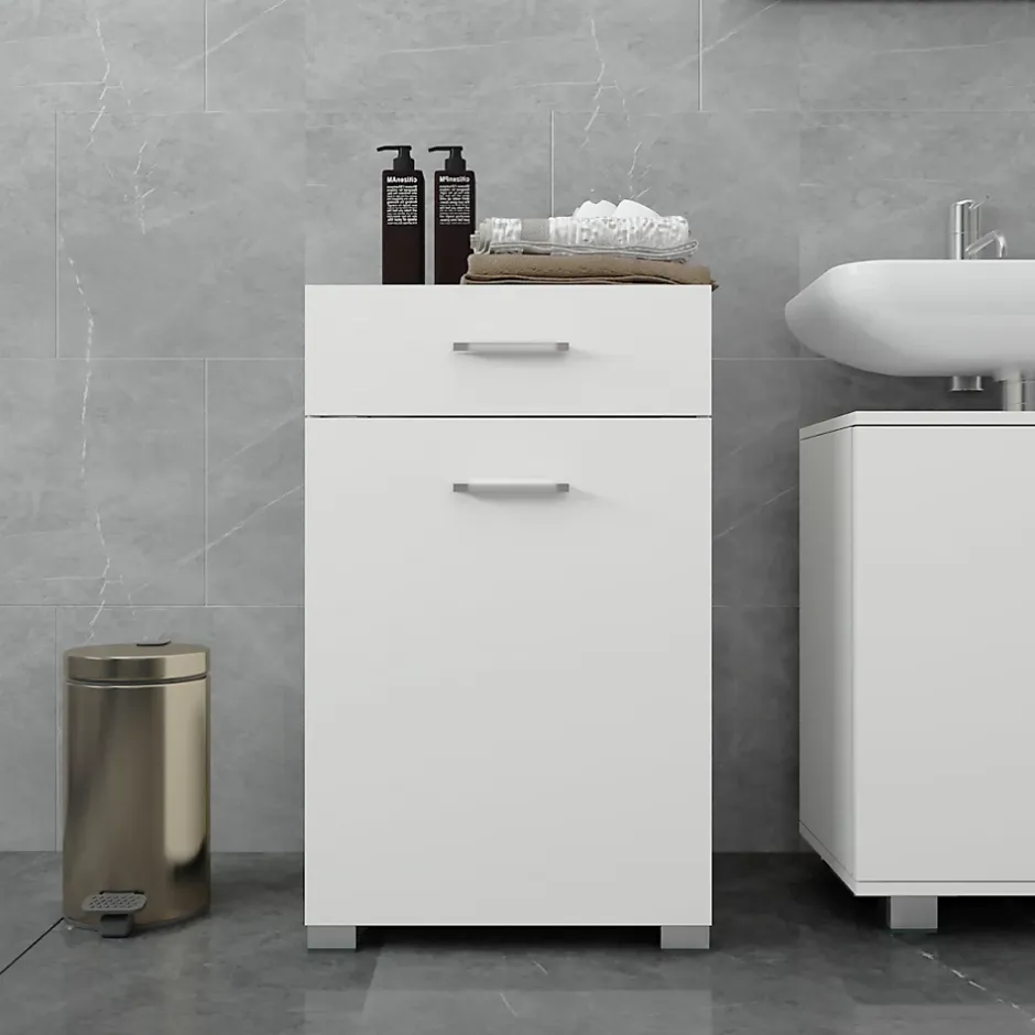 Ml-Design Meuble panier à linge salle de bain armoire toilette MDF mélamine 50x78,5x45 cm