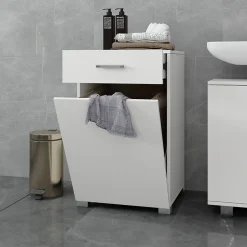 Ml-Design Meuble panier à linge salle de bain armoire toilette MDF mélamine 50x78,5x45 cm
