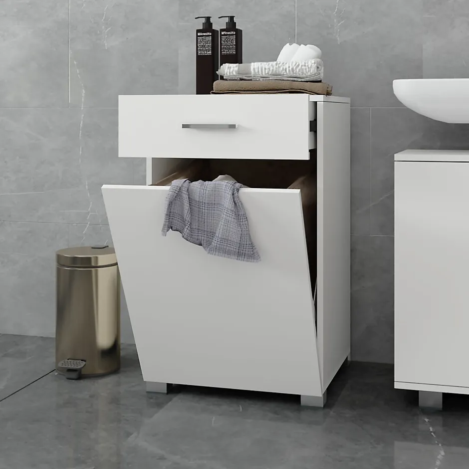 Ml-Design Meuble panier à linge salle de bain armoire toilette MDF mélamine 50x78,5x45 cm