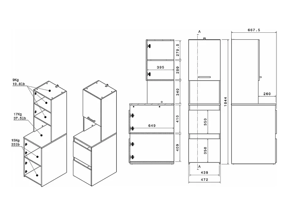 Vente-unique Meuble pour 2 machines à laver avec étagères, penderie et placards - Naturel clair et blanc - L176 x H184 x P66 cm - ERKANO* Meuble Buanderie