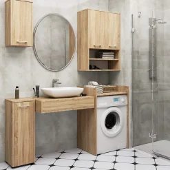 Akord Furniture Factory Meuble pour lave-linge AKORD FIN Chêne Sonoma 64 cm 1 étagère 64x50x98 cm