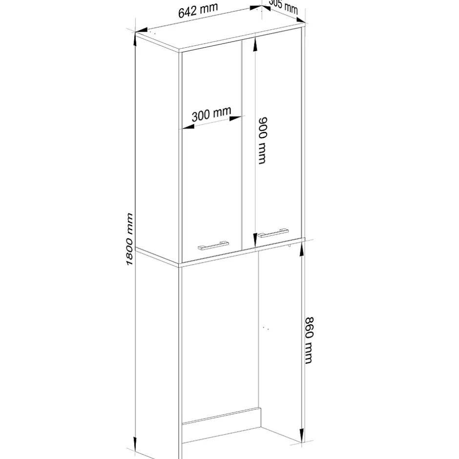 Akord Furniture Factory Meuble pour machine à laver AKORD FIN Chêne Sonoma 64 cm 2 portes façade Blanche 4 étagères 64x30x180 cm