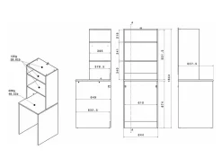 Vente-unique Meuble pour machine à laver avec étagères - Naturel clair - L65 x H184 cm - ERKANO