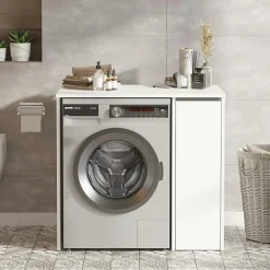 Pier Import Meuble pour machine à laver blanc avec rangement MARFA* Armoire De Salle De Bains