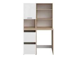 Vente-unique Meuble pour machine à laver avec étagères et placards - Naturel clair et blanc - L111 x H184 cm - ERKANO
