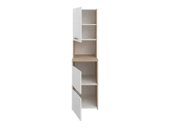 Vente-unique Meuble pour machine à laver avec étagères et placards - Naturel clair et blanc - L111 x H184 cm - ERKANO