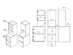Vente-unique Meuble pour machine à laver avec étagères et placards - Naturel clair et blanc - L111 x H184 cm - ERKANO