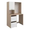 Vente-unique Meuble pour machine à laver avec penderie et placards - Naturel clair et blanc - L111 x H184 cm - ERKANO* Meuble Buanderie