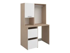 Vente-unique Meuble pour machine à laver avec penderie et placards - Naturel clair et blanc - L111 x H184 cm - ERKANO* Meuble Buanderie
