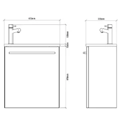 Planète Bain Meuble pour wc blanc avec lave mains design noir et mitigeur noir