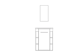 Ondee Meuble rectangle tout en un compact H.84 x l.44 cm, blanc mat, porte décor bois, Nova* Meuble Vasque|Lave-Mains