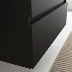 Planète Bain Meuble salle de bain - 80 cm - Avec plan vasque - Noir mat - A suspendre - KARAIB* Meuble Vasque
