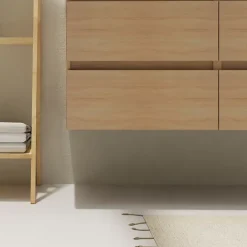 Planète Bain Meuble salle de bain 120 cm - Double vasque céramique - Effet chêne sonoma - A suspendre - Karaib 2