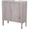 Homcom Meuble salle de bain - meuble sous-vasque - placard 2 portes avec étagère - dim. 60L x 30l x 70H cm - MDF imitation bois gris* Meuble Sous-Vasque