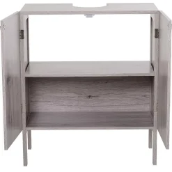 Homcom Meuble salle de bain - meuble sous-vasque - placard 2 portes avec étagère - dim. 60L x 30l x 70H cm - MDF imitation bois gris* Meuble Sous-Vasque