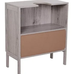 Homcom Meuble salle de bain - meuble sous-vasque - placard 2 portes avec étagère - dim. 60L x 30l x 70H cm - MDF imitation bois gris* Meuble Sous-Vasque
