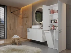 3xE Living Meuble salle de bain, 174 x 30 x 60 cm, blanc mat