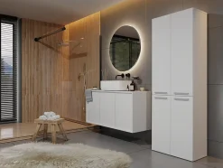 3xE Living Meuble salle de bain, 174 x 30 x 60 cm, blanc mat