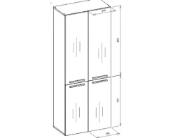 3xE Living Meuble salle de bain, 174 x 30 x 60 cm, blanc mat