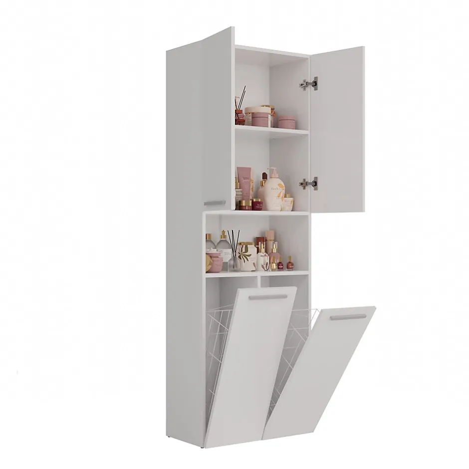 3xE Living Meuble salle de bain, 174 x 30 x 60 cm, blanc mat