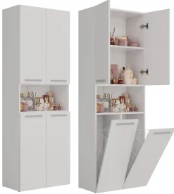 3xE Living Meuble salle de bain, 174 x 30 x 60 cm, blanc mat
