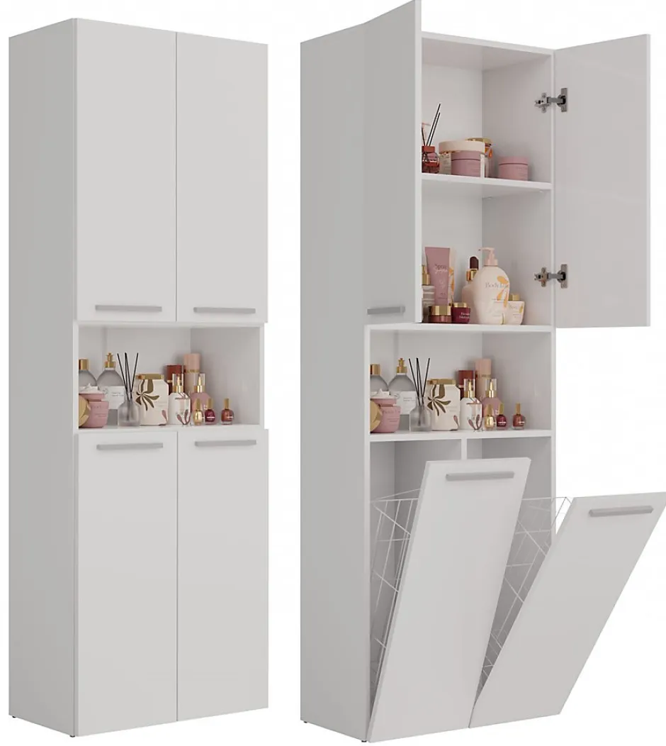 3xE Living Meuble salle de bain, 174 x 30 x 60 cm, blanc mat