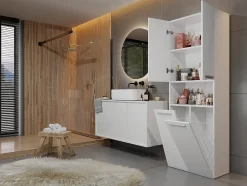 3xE Living Meuble salle de bain, 174 x 30 x 60 cm, blanc mat