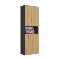 3xE Living Meuble salle de bain, 174 x 30 x 60 cm, antracite, chêne artisan* Armoire De Salle De Bains