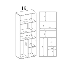 3xE Living Meuble salle de bain, 174 x 30 x 60 cm, antracite, chêne artisan* Armoire De Salle De Bains
