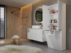 3xE Living Meuble salle de bain, 174 x 30 x 60 cm, blanc mat* Armoire De Salle De Bains