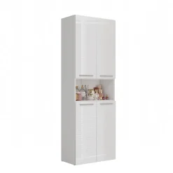 3xE Living Meuble salle de bain, 174 x 30 x 60 cm, blanc mat, blanc brillant* Armoire De Salle De Bains