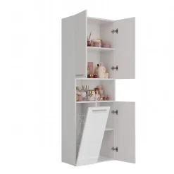 3xE Living Meuble salle de bain, 174 x 30 x 60 cm, blanc mat, blanc brillant* Armoire De Salle De Bains